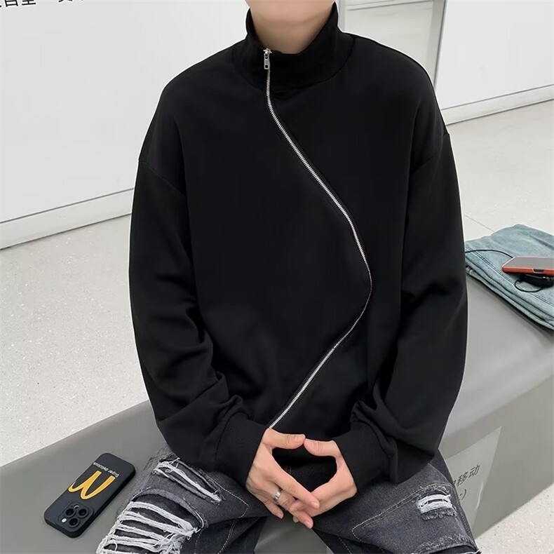 美式ins高街暗黑拉链宽松开衫卫衣连帽外套WY0802-P43,男装卫衣,星座308B-1