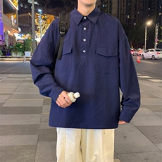 2025春夏新款男士套头衬衫仿肌理感褶皱宽松外套，男装衬衫，星座1206（原A206）