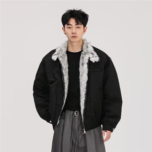 1506-1/M83121/P89冬季棉服棉衣男生加厚保暖面包服运动休闲潮牌,胖子男生穿衣白黑色搭配图片
