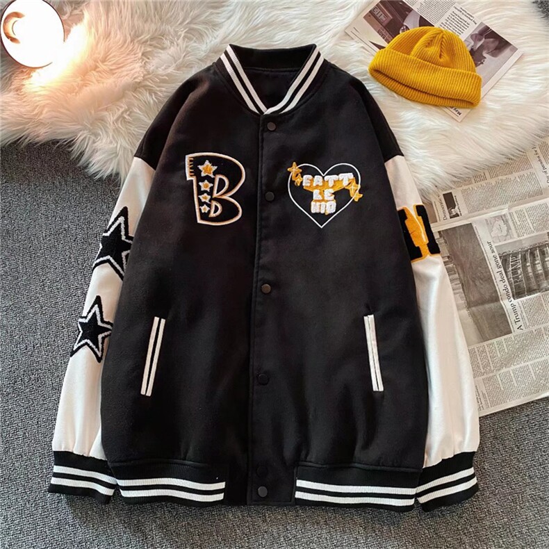 星星刺绣棒球服男高街ins拼色宽松夹克春季新款潮牌外套W2777-P65,男装夹克,星座512-2