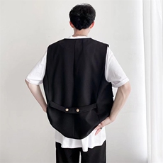 青春流行标准毛织背心慵懒V领潮背心JB10P36，男装背心/马甲，星座1116-2