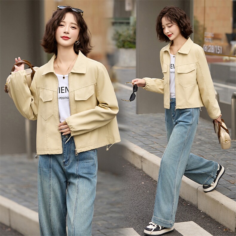 BAO款主推2025新款小个子宽松休闲秋冬气质洋气短款工装夹克上衣，女装皮衣，江南女神