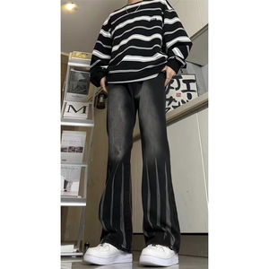 美式ins高街hiphop微喇扎染牛仔裤货号K2313P55控78图片