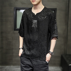 夏季风衬衫T恤潮提花时尚潮流T112-P55，男装T恤，电商A227