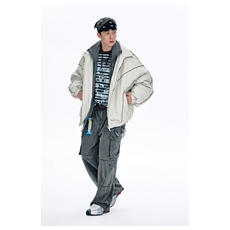 1506/QFA5080/P94克莱因蓝条纹冬装外套加肥大码潮牌宽松保暖棉袄，男装棉衣，星座1506