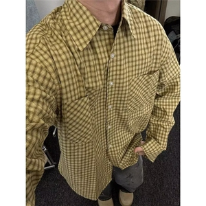 美式复古格纹衬衫多巴胺叠穿衬衣外套炸街上衣男CSA79-P45图片