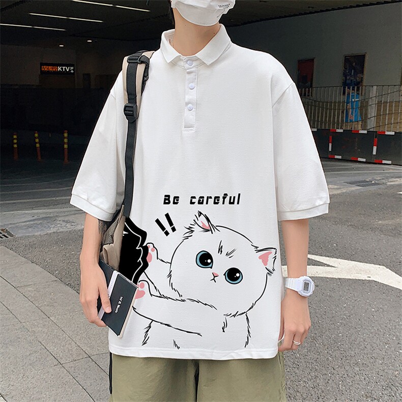 PL57116-P35 翻领短袖polo衫男大码胖子半袖t恤男有领保罗衫 模特图片