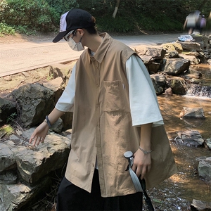 假两件衬衫男短袖韩版潮流拼色2023夏季新款ins宽松外套CY409-P38图片