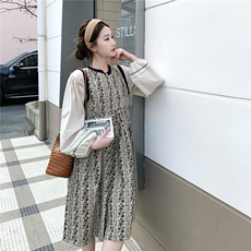 新款法式复古碎花背心连衣裙套装女2C282-215P175K288，女装套装/套裙，2C282