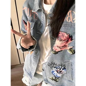【有货】美式复古花卉印花牛仔外套男高级感夹克J3610CC-特P75图片