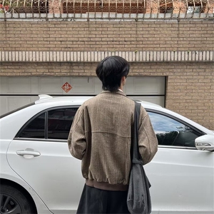 外套男款春秋季潮牌宽松高级感工装夹克痞帅复古棒球服6677 P75图片