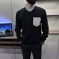 2024新款卫衣男春秋长袖潮流假两件休闲男士打底上衣A368-WY1801，男装T恤，电商A368