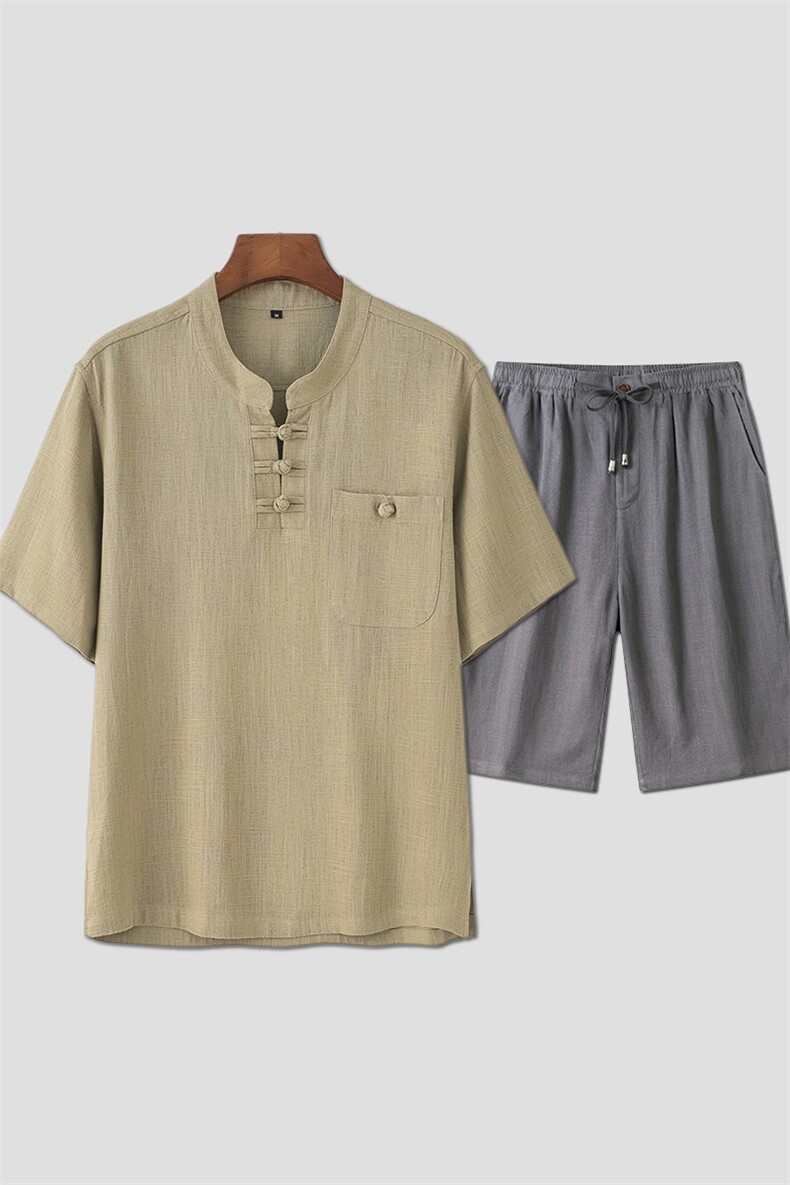 主推风男装亚麻短袖唐装男套装夏季中老年人中式棉麻爸爸夏装,男装民族服装,电商B212（原钱塘6029）