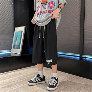 QK72248-P25冰丝七分裤男大码速干短裤男五分裤 港风图片