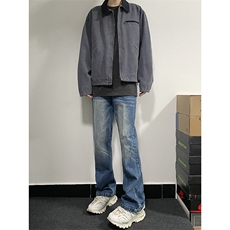 B221美式ins高街暗黑光版修身微喇牛仔裤LK23137-P55控78，男装牛仔裤，电商B221
