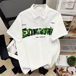 港风短袖衬衫女七分袖衬衫男大码中性风网红七分袖QCS8722P45控59图片