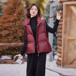 羽绒服马甲女2024冬季新款白鸭绒立领加厚设计感百搭轻薄时尚外套图片