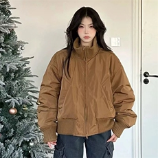 抖音得物美式潮休闲夹克春季立领纯色复古工装加厚棉服外套MF01，男装夹克，电商A443