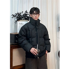 短款PU皮立领棉袄男女冬季加厚宽松保暖棉衣外套-MY005特P80，男装棉衣，电商B289