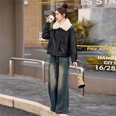 加绒皮衣外套女短款春秋冬季2025新款高级感时髦通勤休闲夹克上，女装皮衣，江南女神