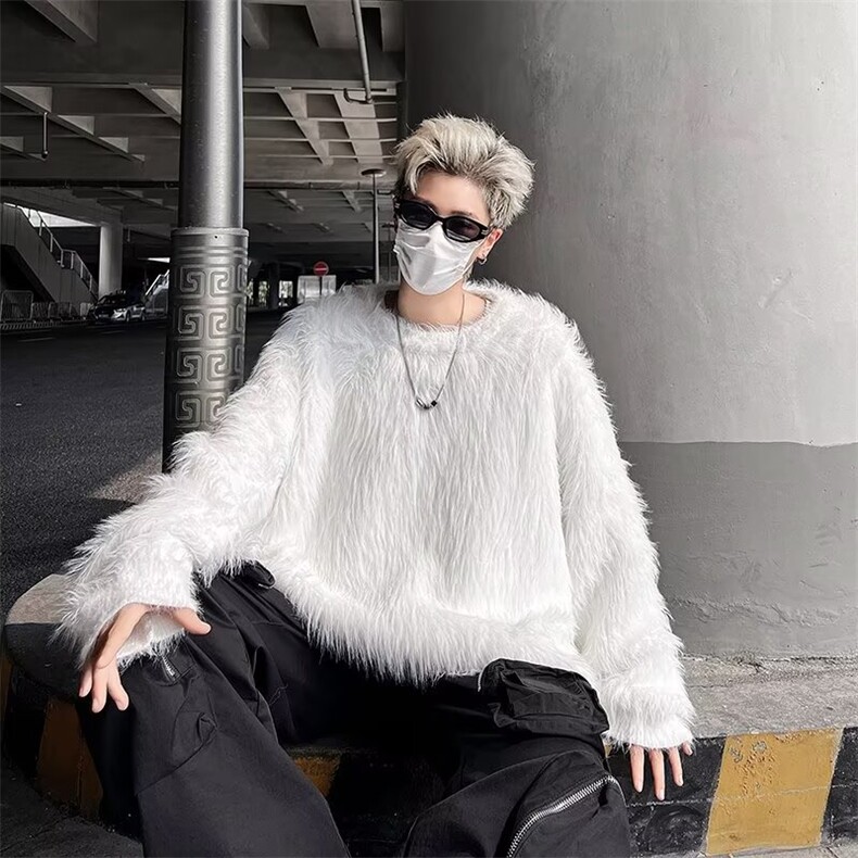 貂绒针织衫男女韩版潮流宽松帅慵懒风毛毛2024秋冬毛衣MZ501-P52,男装针织衫/毛衣,星座412-3