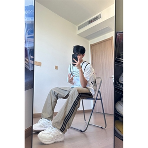 夏季新款宽松直筒侧边条纹休闲速干裤X1002-1-BK2408-P45图片