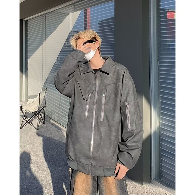 男装高级感外套短款潮牌美式皮衣夹克痞帅机车服春秋,男装夹克,星座410-6（原星座1304-1）