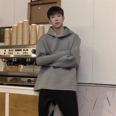 抖音得物高品质美式高街重磅纯色结构设计一粒扣连帽卫衣外套W85，男装卫衣，电商A486