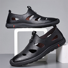 X4063-P125包头凉鞋男士镂空皮鞋男潮透气洞洞鞋凉鞋，男鞋凉鞋，星座1407-3