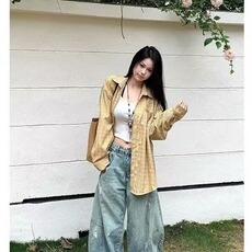 男女款经典休闲撞色格子长袖衬衫2025新款复古叠穿情侣装衬衣外套，男装衬衫，星座506A