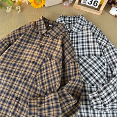 衬衫男秋季新品港风宽松格子长袖衬衣CS510-P38(现货），男装衬衫，星座214-3
