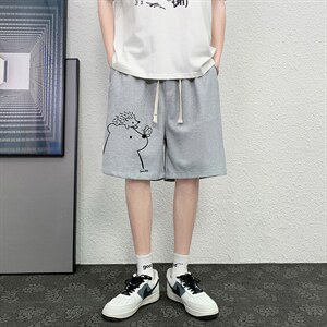 HD74166-P22 华夫格短裤男大码宽松五分裤男直筒中裤图片