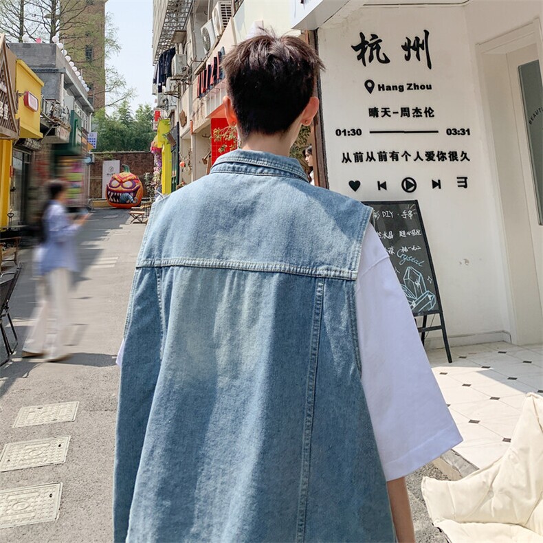 中性风潮港风休闲时尚牛仔马甲背心228-1-1503-P65,男装背心/马甲,星座228-1