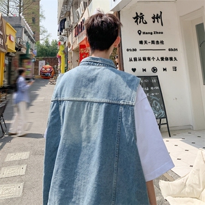中性风潮港风休闲时尚牛仔马甲背心228-1-1503-P65图片