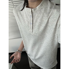 夏季新款港风日系简约假两件亨利领短袖T恤男XZ213-TX22-P35控68，男装T恤，星座213