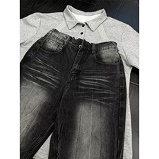 现货DKJ960-批55闪电纹直筒牛仔裤时尚日系原宿新款潮，男装牛仔裤，星座603-2