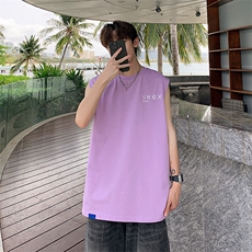 夏季港风t恤男宽松大码纯棉运动背心坎肩潮牌无袖BX007P25，男装背心/马甲，星座1204-3