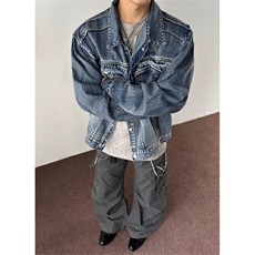 慵懒流行新款时尚潮流解构侧边双拉链水洗牛仔外套文艺JK17，男装工装外套，星座1116A（原606A-3）