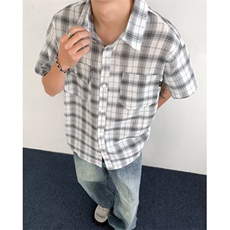 复古衬衫男夏装港风学生宽松小众设计感趣味新款男装上衣外穿，男装衬衫，四季星座505