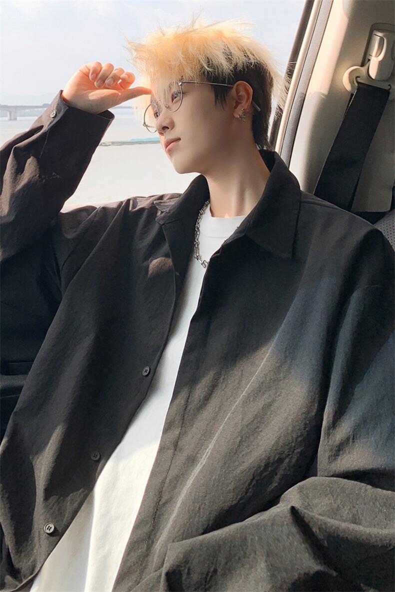 ！2025春季新款男士纯色长袖衬衣简约白衬衫CS06特P35,男装衬衫,电商B220