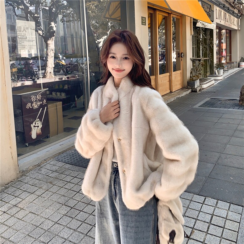 现大货仿水貂绒皮毛一体外套2611P205K308,女装皮草,2C029