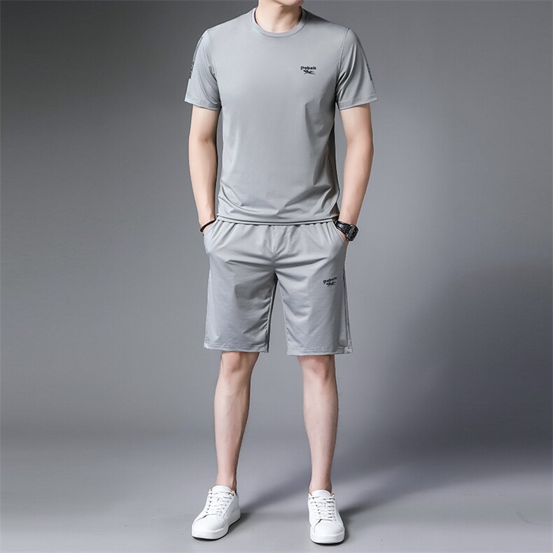 夏装休闲运动套装男士夏季2023新款搭配帅气一套男装潮牌短袖衣服图片