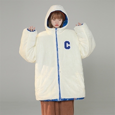 2025冬装两面穿印花棉衣女连帽棉服加绒棉袄外套3320-P100控148，男装棉衣，星座207