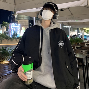 特批港风夜景个性印花时尚宽松反光条棒球领夹克 TPF6051 P60图片