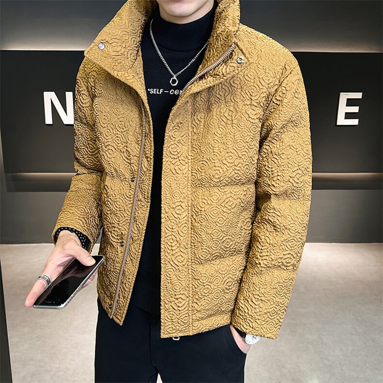店主风冬季新款潮流压花立领羽绒服男士保暖外套B338-9903-P165,男装羽绒服,电商B338