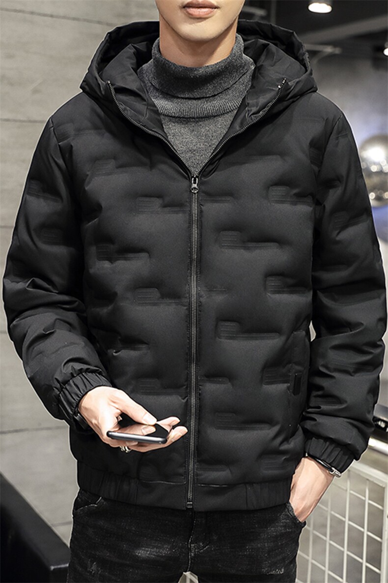 现货足主推短款连帽压花轻薄学生夹克羽绒服面包服班服团体服,男装羽绒服,星座301D-5(原星座1415）