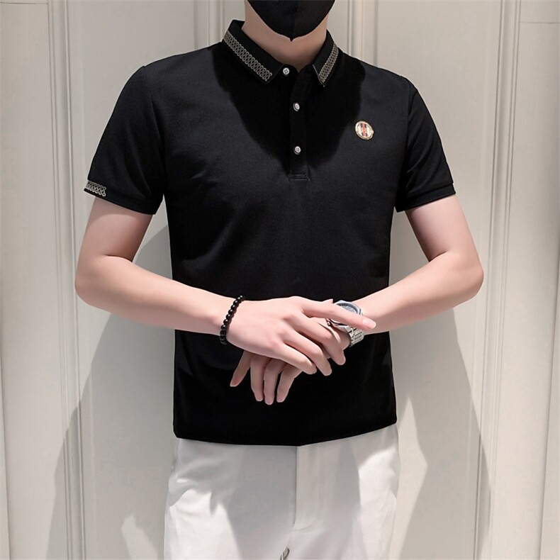 现货3038-P40夏季新款衫男短袖休闲半袖翻领T恤男装修身商务,男装T恤,电商D310B-1