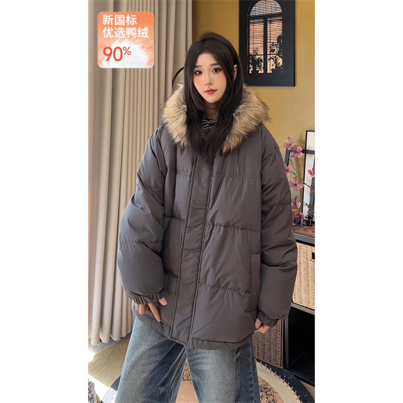 可拆卸毛领羽绒服90白鸭绒潮流宽松连帽外套DZ51217-TP185358,男装羽绒服,电商A102