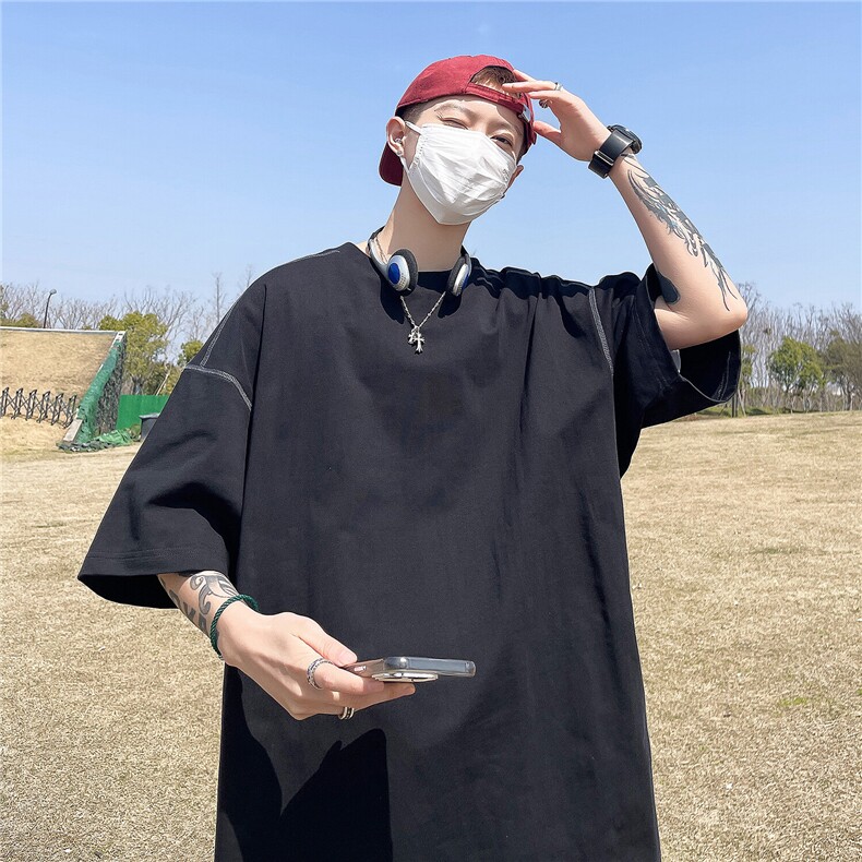 2025高品质300克全棉双纱短袖纯色暨明线T恤打底衫男RH7716-P30,男装T恤,星座610B-1