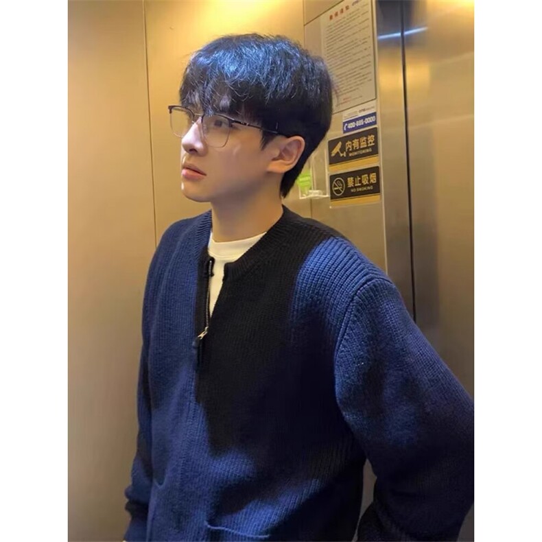 W10332-P55 网图现货 秋冬新款双开拉链设计针织衫宽松慵懒毛衣图片